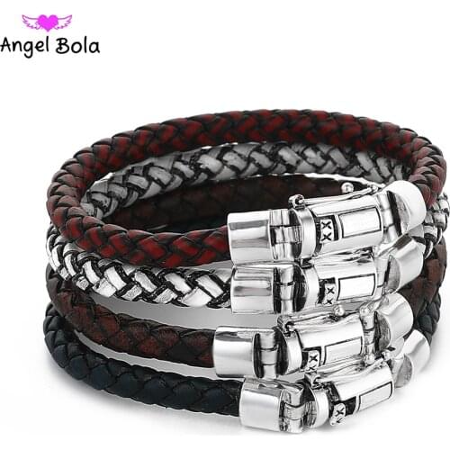2019 Fashion Leather Chain Genuine Leather Bracelet Men Vintage Male Braid Jewelry for Women Man Buddha Bracelet