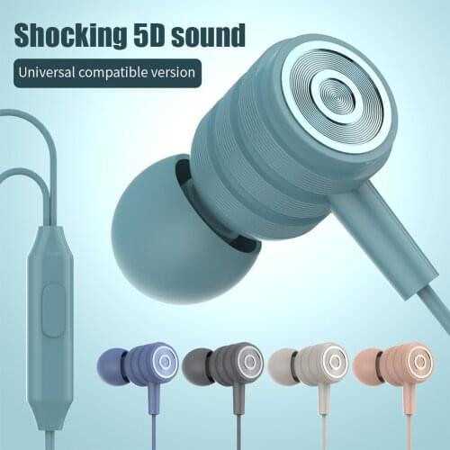 5D Stereo Wired Headsets Sports Earphone HIFI Bass Earplug Headphone 3.5mm In-Ear Earphones with MIC for Xiaomi Samsung Huawei