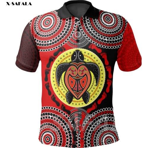 Aboriginal Tapestry Turtle 3D Printed High Quality New Polyester Fiber Men Female Collar Polo Shirt Tee Tops Anti Shrink