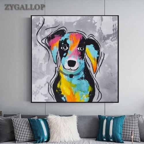 Abstract Dog Graffiti Canvas Paintings Cute Puppy Posters and Prints Wall Art Pictures for Living Room Kids Bedroom Decor Quadro