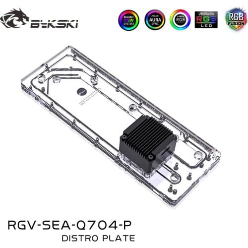 BYKSKI Acrylic Tank use for Seasonic SYNCRO Q704 Computer Case /3PIN 5V D-RGB /Combo DDC Pump Cooled Water Distribution Plates