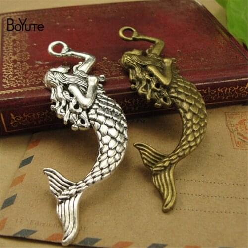 BoYuTe (30 Pieces/Lot) Antique Bronze Silver Mermaid Pendant Charms Diy Hand Made Jewelry Accessories