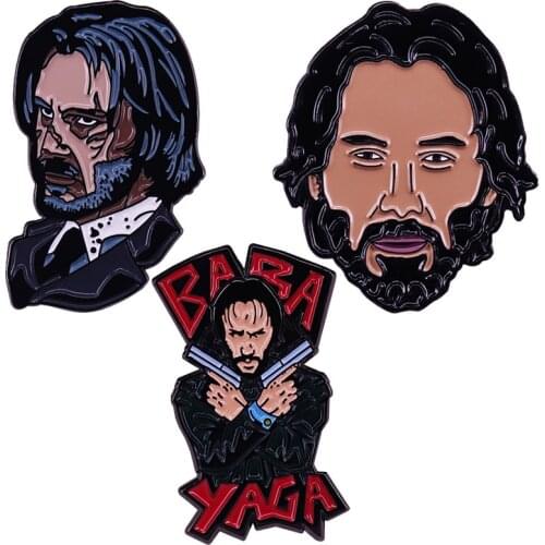 John Wikc Keanu Reeves BABA YAGA Brooch Pins Enamel Metal Badges Lapel Pin Brooches Jackets Fashion Jewelry Accessories
