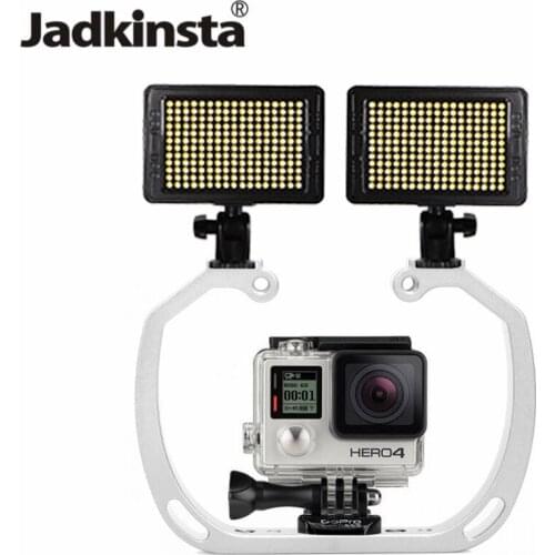 For Gopro Sports Camera Two Hot Shoe Mounts LED Light Cage Bracket Aluminum Hand Grip Stabilizer Underwater Photography
