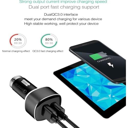 Dual USB Car Charger Adapter LED Display Fast Charging for Smartphones