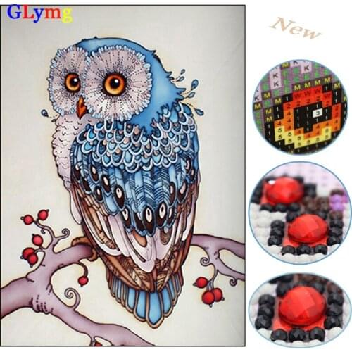 Glymg Diy Diamond Embroidery Owl Cartoon Animal Diamond Painting Cross Stitch Full Rubik Round Rhinestones Shaped Children Decor