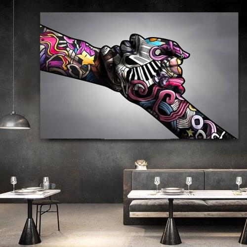 Street Graffiti Art Canvas Painting Lover Hands Art Wall Posters and Prints Inspiration Wall Picture for Living Room Decor