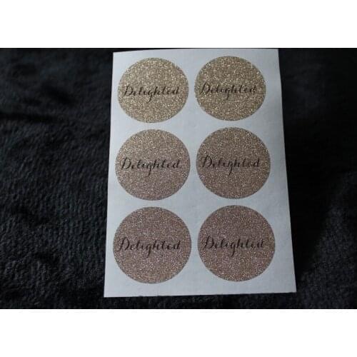 3.8cm Delighted Rose gold glitter classic round sticker