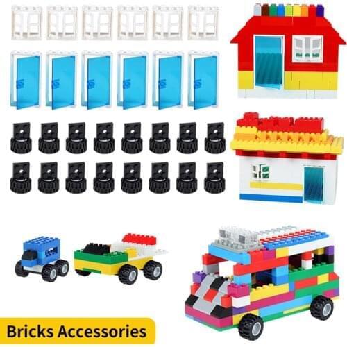 Building block wheel/door and window supplementary set wheel building block accessories childrens educational toys
