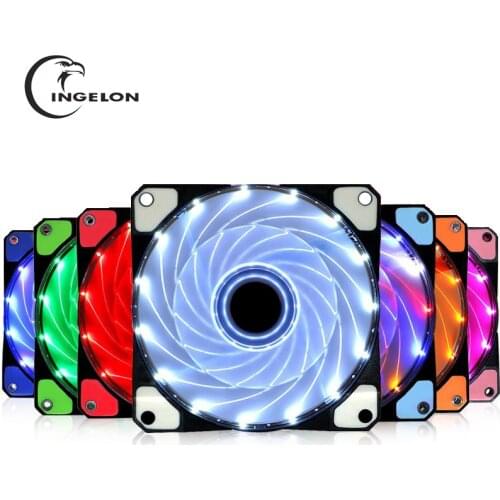 120mm Computer Cooler Fan 16dB Ultra Silent 15 LEDs for Computer Case CPU Cooler Radiator Desktop PC Fan Computer Cooling