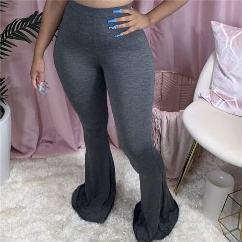 Flare leggings joggers sweatpants women flared pants black grey bodycon tight flare pants women bell bottom sweat pants trousers