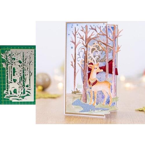 Forest Reindeer Christmas Elk Lace Metal Cutting Dies DIY Mold Paper Metal Craft Dies for Card Making Cut Dies Embossing Molds