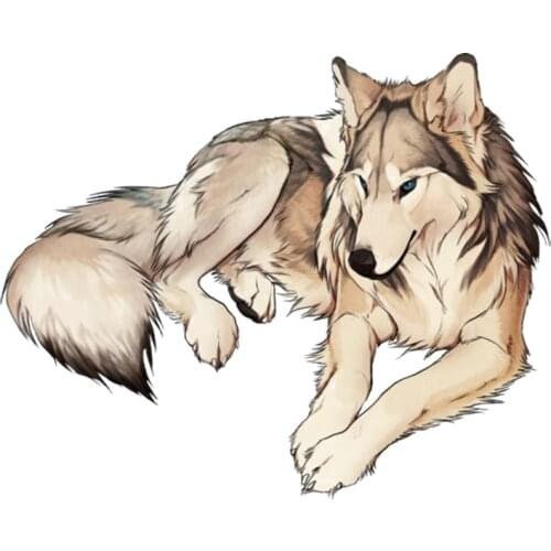 Dawasaru Fashion Lying Wolf Car Sticker Cover Scratch Decal Laptop Motorcycle Auto Accessories Decoration PVC,13cm*10cm