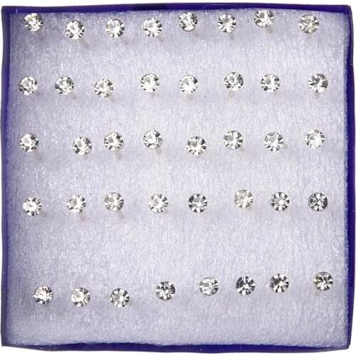 RINHOO 20 pairs/set White Crystal Earrings Set For Women Earring Set Jewelry Rhinestones Stud Earrings kit Pack lots brincos