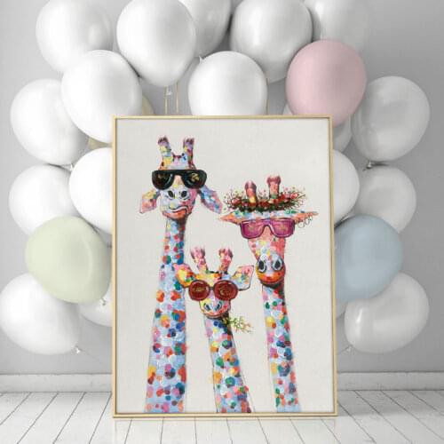 Cartoon Giraffes family Poster Wall Art Decor Canvas Painting Print Canvas Art Pictures for Childrens Room Nordic Home Decor