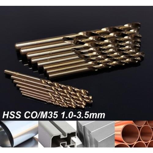 7Sizes 10Pcs Set 1.0-3.5MM HSS CO/M35 Twist Drill Bit Stainless Steel Hole Cutter The Whole Ground Metal Reamer Tools