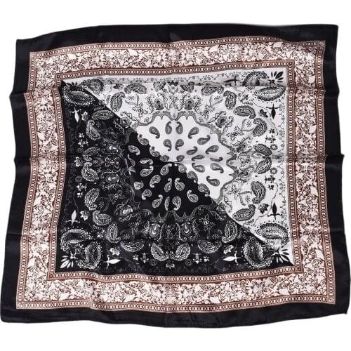Bandana Square Satin Faux Silk Scarf Women Summer Bohemian Luxury Paisley Female Scarves Indian Kerchief Foulard Cheveux Femme