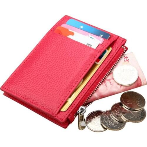Simple Genuine Cow Leather Card Holder Fashion 3 Color Women Dollar Clips RFID Credit Card Business Card Case Unisex