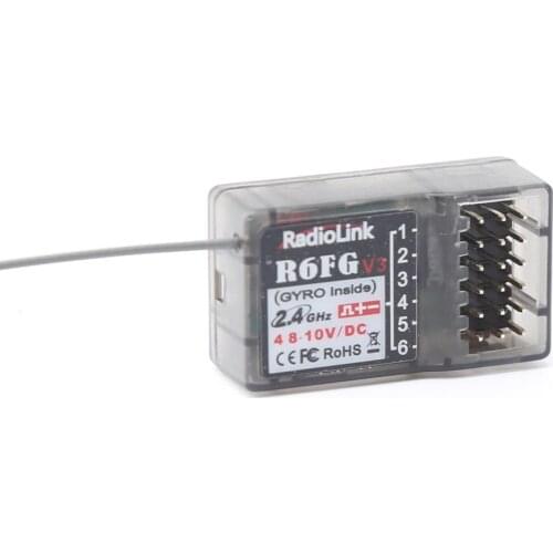 Radiolink R6FG R6F V3 2.4GHz 6 CH FHSS Receiver High Voltage Gyro Integrated for RC4GS RC3S RC4G T8FB RC6GS Transmitter RC Car
