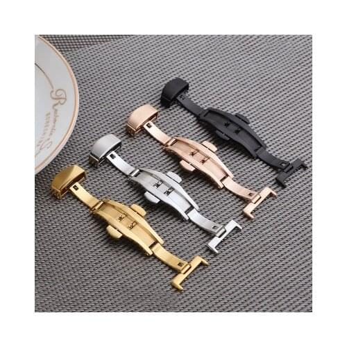 Stainless Steel Solid Double Push Button Fold Watch Buckle Butterfly Deployment Clasp Watch Strap Relojes Hombre 18mm 20mm 22mm