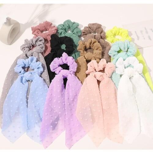 Chiffon Ribbon Hair Scrunchies Summer Women Hairband Elastic Hair Bands Hair Scarf Hair Ties Rope Candy Color Hair Accessories