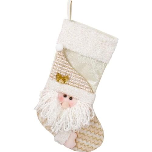 Christmas Stocking Sack Candy Bag Decorations Pendant New Fashion Santa Claus Hot Stockings Polyester Socks