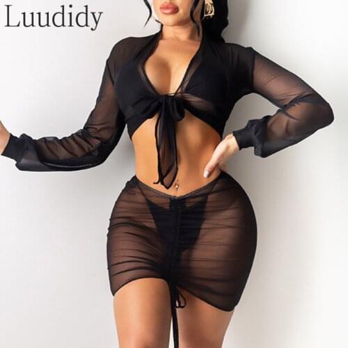 Sexy Swimsuit 4 Pieces Swimwear Beach Wear Mesh Bikini Set