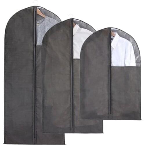 Grey Non-woven Fabric Dustproof Cover Protection Case Wardrobe Organizer for Clothes Garment Jacket Shirt Suit Storage Bag FC54