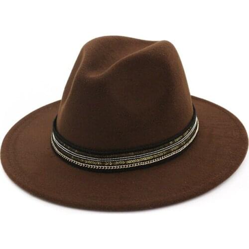 Unisex Wool Fedoras Hat with Striped Ribbon European US Men Women Jazz Felt Trilby Hat Cap Formal Party Cap Panama Hat GH-359