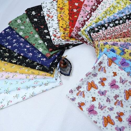 Chiffon printed fabric four side elastic impervious printed chiffon summer floral skirt dress clothing fabric