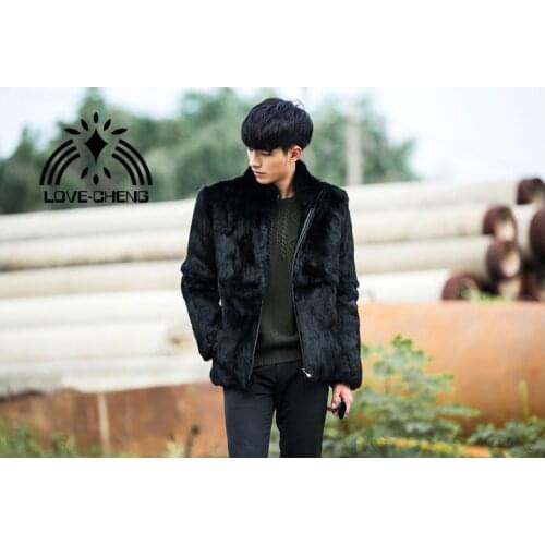 New real genuine natural whole skin rabbit fur coat men fashion jacket outwear overcoat custom any size