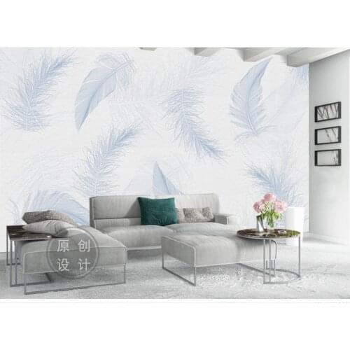 Nordic simple feather TV background wall-professional custom wallpaper