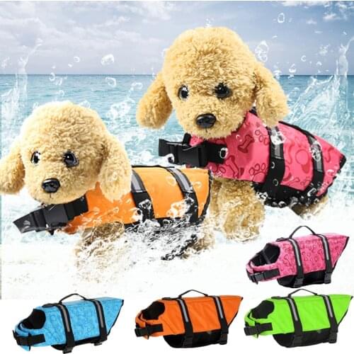 Dog Life Jacket Reflective Dog Vest Summer Printed Dog Clothes for Small Dogs Safety Swimwear Dogs Swimming Suit Pet Clothing