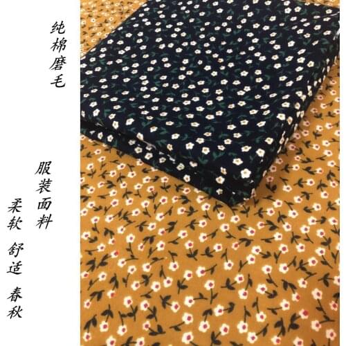 Navy blue yellow floral pattern vintage fabric Retro style cotton fabric for DIY Bag shirt dress cloth 1meter