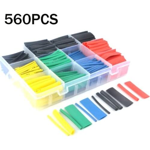 560 Pcs Heat Shrink Tubing 2:1 Electrical Wire Cable Wrap Assortment Electric Insulation Tube Kit With Box