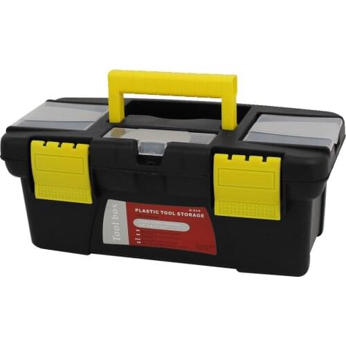 Uxcell Black Yellow Plastic 2 Layers Multipurpose Hardware Tool Box 200mmx80mmx20mm
