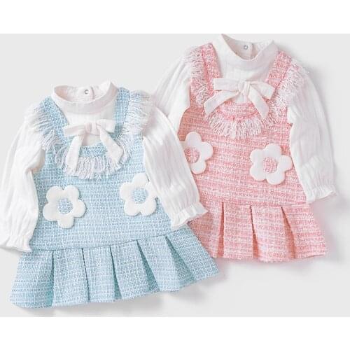 Vlinder Baby Girls Dress Baby Clothes Princess Style Cute Baby Dress 2pcs set Birthday Long Sleeves Newborn Clothes 9M-5T
