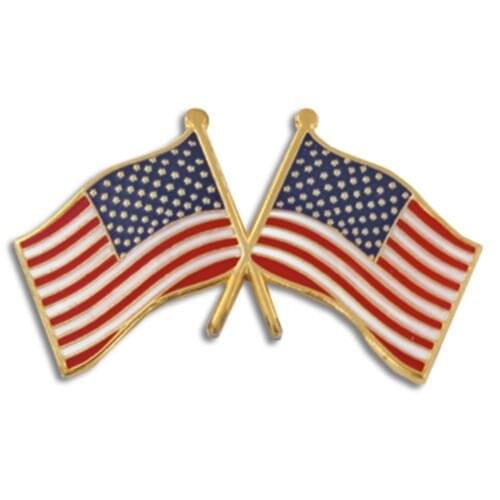 High quality and low price USA Crossed American Flags Lapel Pin hot sales custom design metal engrave pins logo FH68011