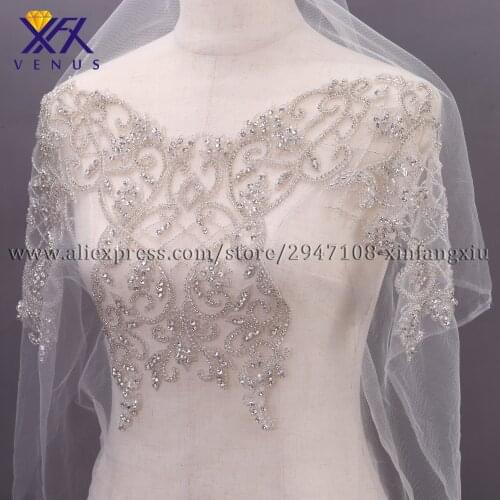 XINFANGXIU Pretty Sewing Stone beads patches large beaded patches rhinestone appliques crystal embroidery patches for dresses