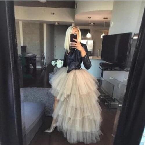 Tulle High Low Skirts Floor Length Tiered Tulle Skirts Ruffle Detachable Extra Puffy Skirts for Woman Formal Wedding Skirts 2021