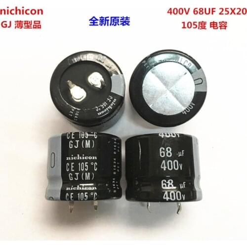 2PCS/10PCS 68uf 400v Nichicon GJ 25x20mm 400V68uF Snap-in PSU Capacitor