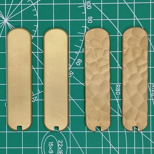 1 Pair Custom Made Brass Handle Scales with Tweezer Toothpick Cut-Out for 65 mm Victorinox Swiss Army Knife DIY