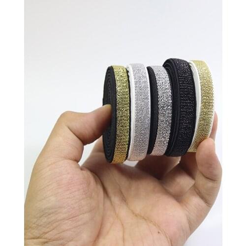 1cm 1.5cm silk elastic bands 10meters/lot diy sewing accessories rubber band for bags dress belt gift decoration black silver