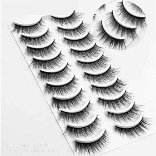 10 pairs of 3D handmade false eyelashes natural thick daily makeup thick cross eyelashes eyelashes DEEP EYES