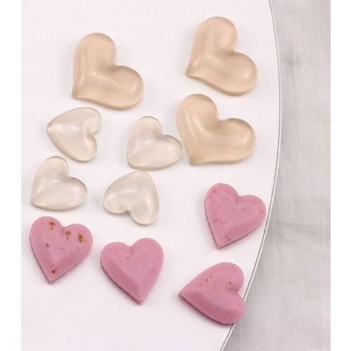 10pcs korean style Women Pink heart shape cute drop Earrings Transparent Resin Patch Earrings for girls Diy Jewelry Accessories
