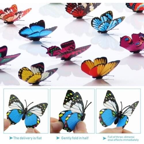 200pcs 3d Butterfly Wall Sticker Home Decor Wall Sticker Butterfly Shaped Rooms Party Decoration Art Wall Decor Pendant Ornament