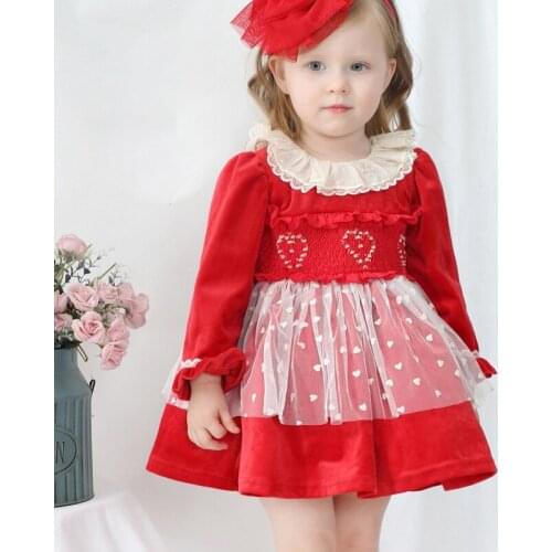 2021 Flower Girl Dresses Wine Red Long Sleeves Lace Bow Baby Birthday Party Dress Ball Gowns