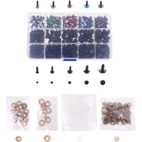 786 Pcs Colorful Plastic Crafts Safety Eyes 15 Grid DIY Kit with Washer for Bear Soft Dolls Craft Toy Animal Doll Accessories