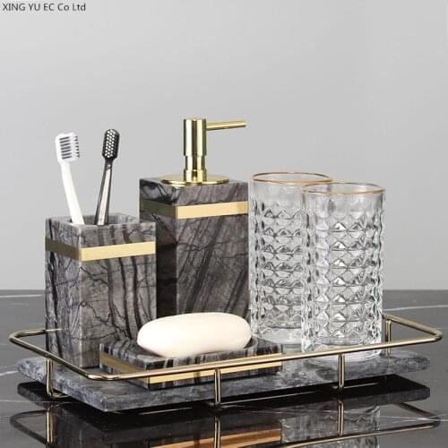 Natural Marble Guard Toothpaste Dispenser Bathroom Decoration Accessories High Quality Toothbrush Rack Soap Dish Cotton Swab Box