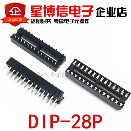 Free Shipping 100pcs 28pin DIP IC sockets Adaptor Solder Type 28 pin Narrow body DIP-28P